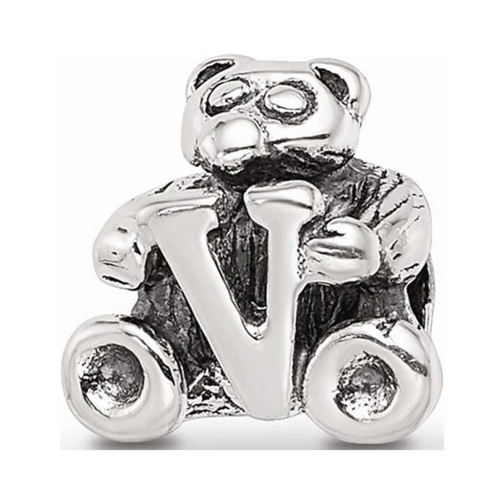 925 Sterling Silver Reflections Kids Letter V Bead; for Adults and Teens; for Women and Men