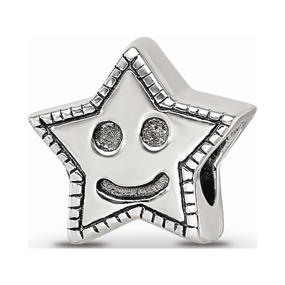 925 Sterling Silver Reflections Kids Smiley Star Bead; for Adults and Teens; for Women and Men