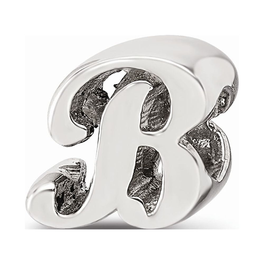 925 Sterling Silver Reflections Letter B Script Bead; for Adults and Teens; for Women and Men