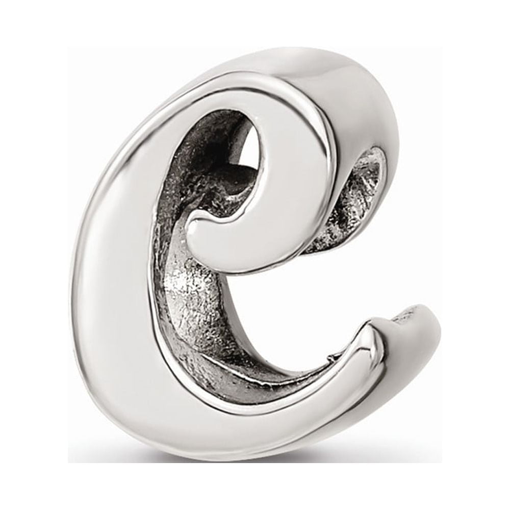 925 Sterling Silver Reflections Letter C Script Bead; for Adults and Teens; for Women and Men