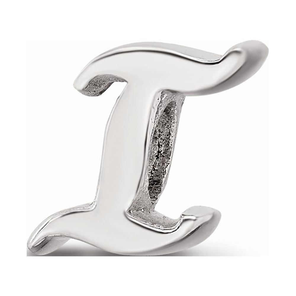 925 Sterling Silver Reflections Letter I Script Bead; for Adults and Teens; for Women and Men