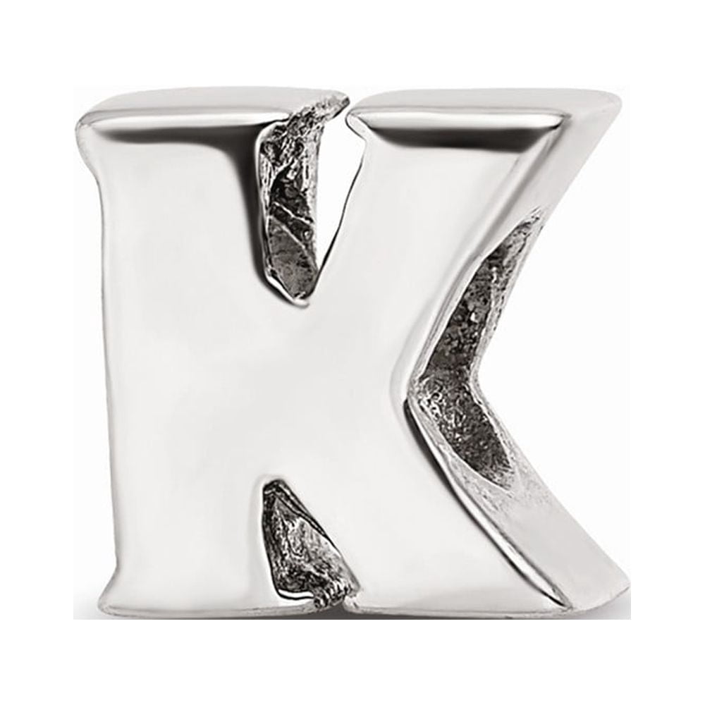 925 Sterling Silver Reflections Letter K Bead; for Adults and Teens; for Women and Men