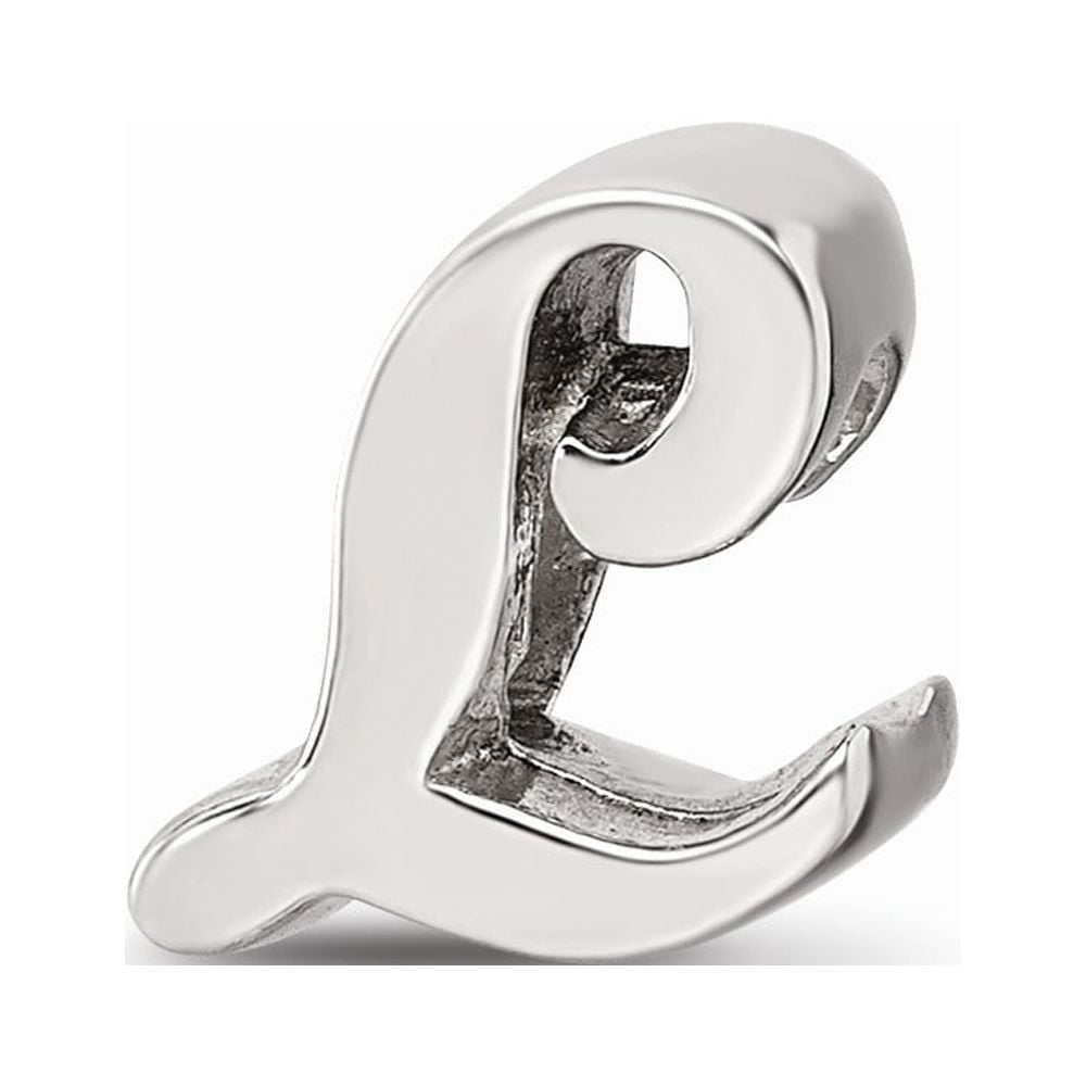 925 Sterling Silver Reflections Letter L Script Bead; for Adults and Teens; for Women and Men