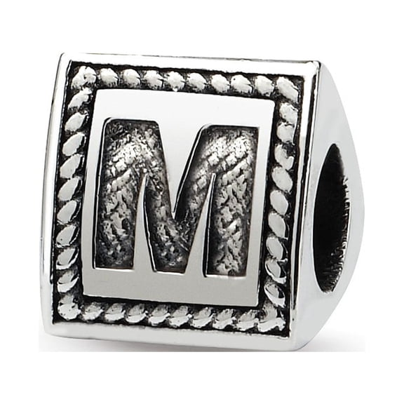 925 Sterling Silver Reflections Letter M Triangle Block Bead; for Adults and Teens; for Women and Men