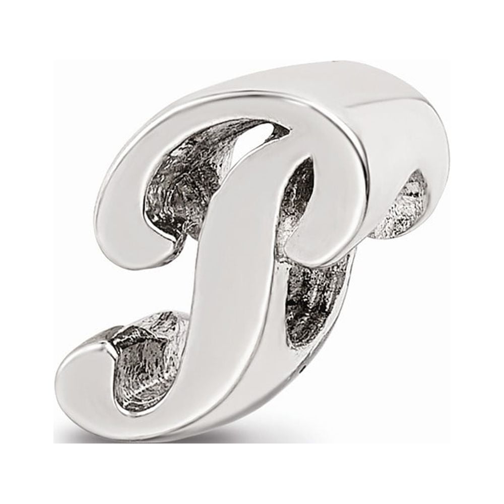 925 Sterling Silver Reflections Letter P Script Bead; for Adults and Teens; for Women and Men
