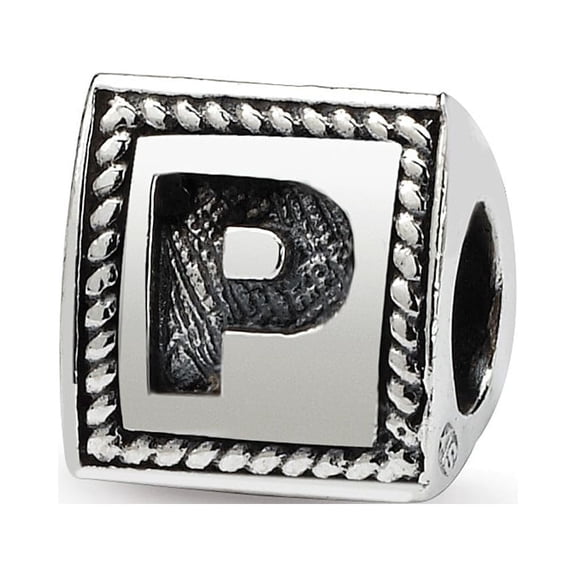 925 Sterling Silver Reflections Letter P Triangle Block Bead; for Adults and Teens; for Women and Men