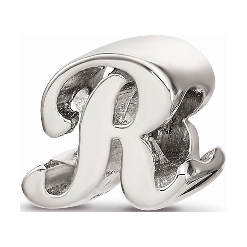 925 Sterling Silver Reflections Letter R Script Bead; for Adults and Teens; for Women and Men