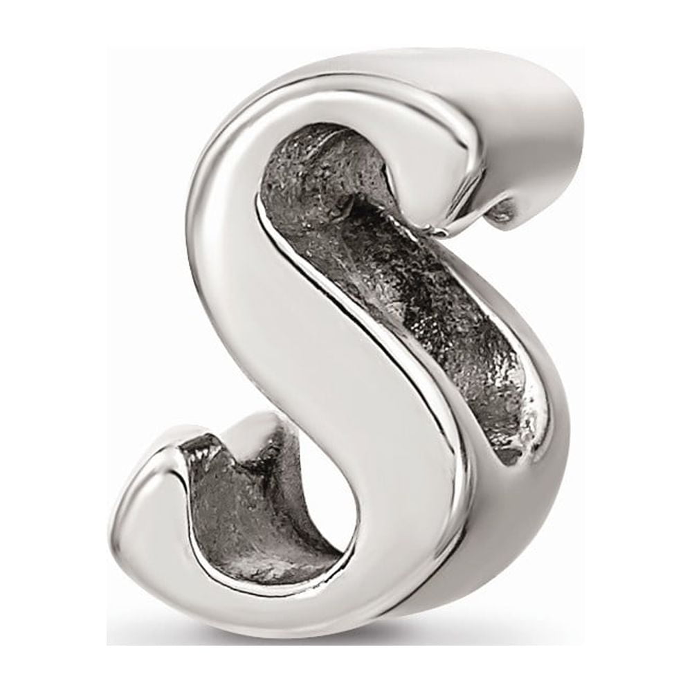 925 Sterling Silver Reflections Letter S Script Bead; for Adults and Teens; for Women and Men