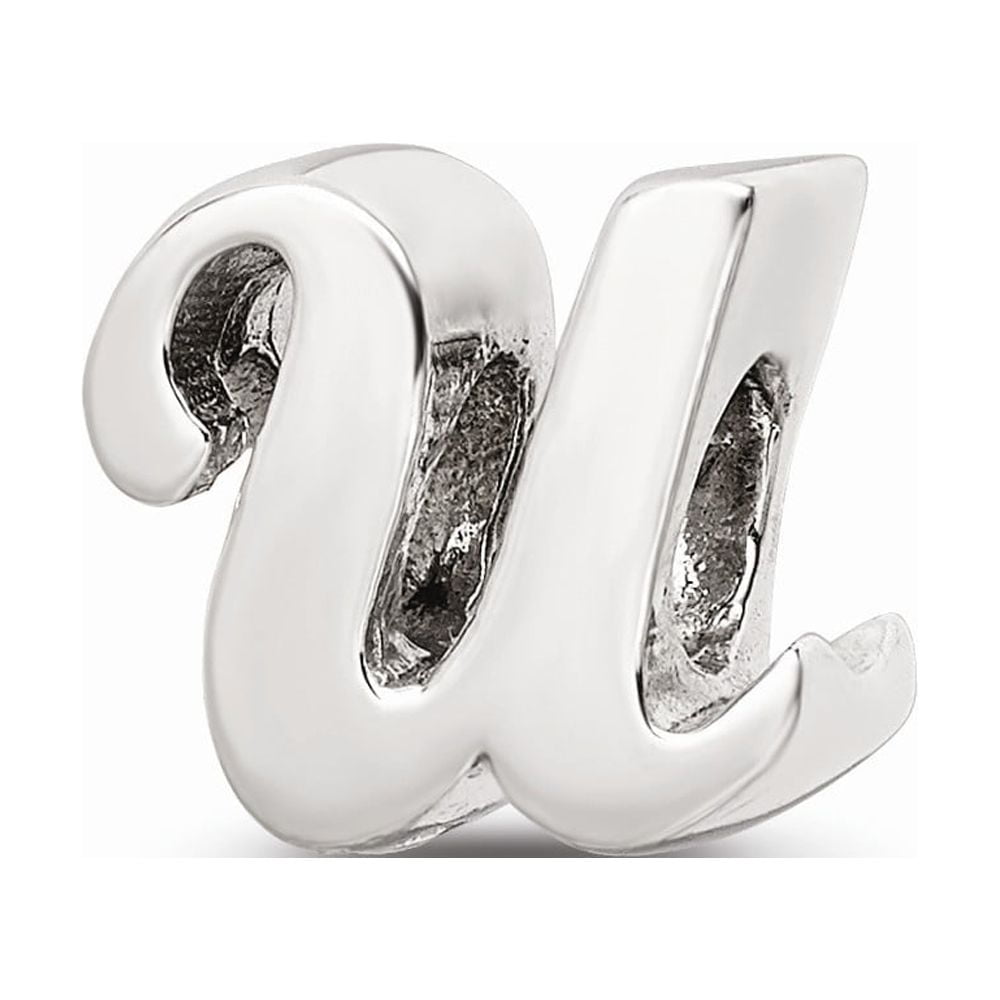 925 Sterling Silver Reflections Letter U Script Bead; for Adults and Teens; for Women and Men