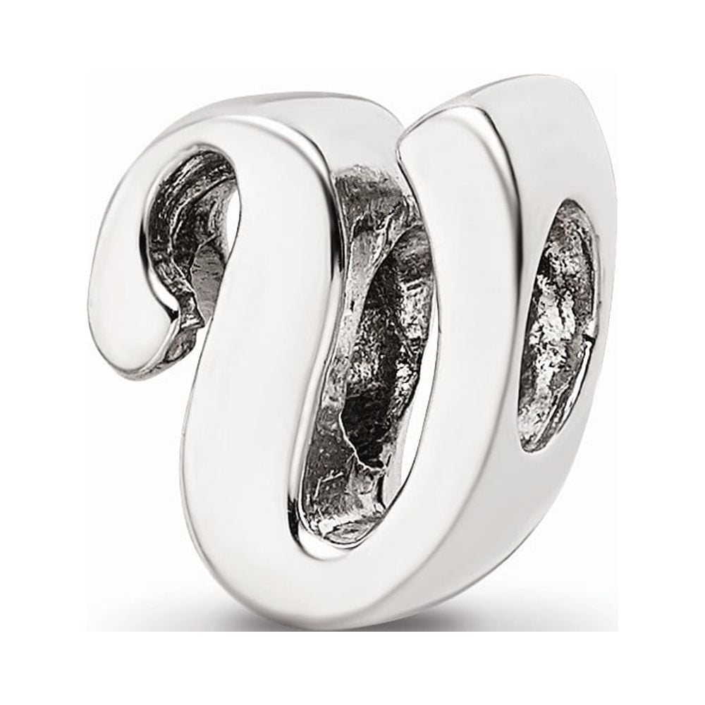 925 Sterling Silver Reflections Letter V Script Bead; for Adults and Teens; for Women and Men