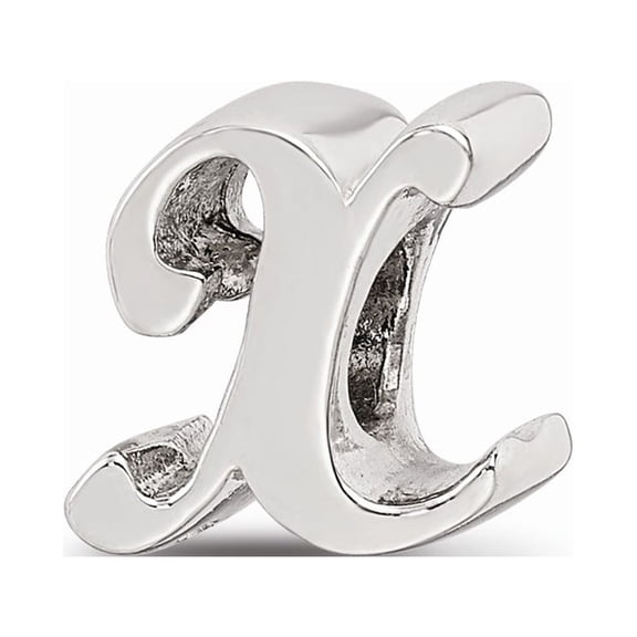 925 Sterling Silver Reflections Letter X Script Bead; for Adults and Teens; for Women and Men