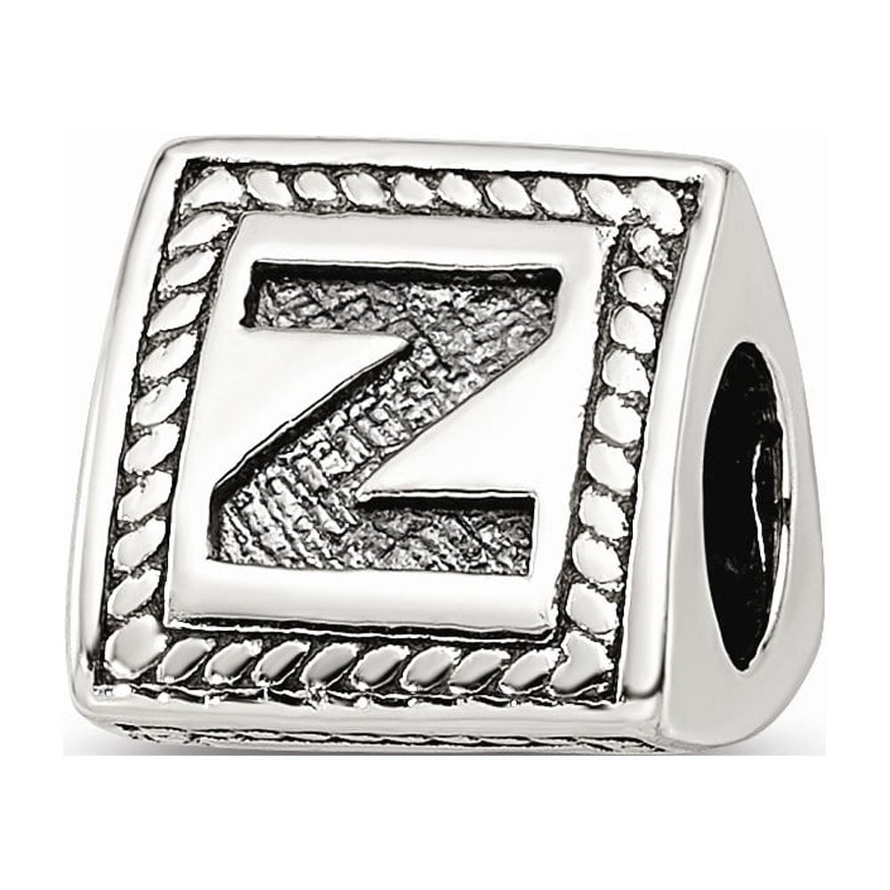 925 Sterling Silver Reflections Letter Z Triangle Block Bead; for Adults and Teens; for Women and Men