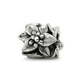 thumbnail image 1 of 925 Sterling Silver Oxidized Reflections Plumeria Floral Bead Charm 7.27x8.18mm Wide Pendant Necklace for Women, 1 of 2