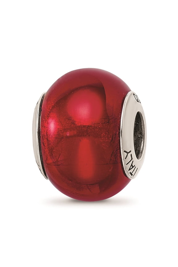 925 Sterling Silver Reflections Red Italian Murano Glass Bead Charm Pendant Fine Jewelry For Women Gifts For Her