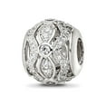 thumbnail image 1 of 925 Sterling Silver Reflections Rhodium Plated Cubic Zirconia Bead 11.58x10.11mm Wide Charm Pendant Necklace for Women, 1 of 2