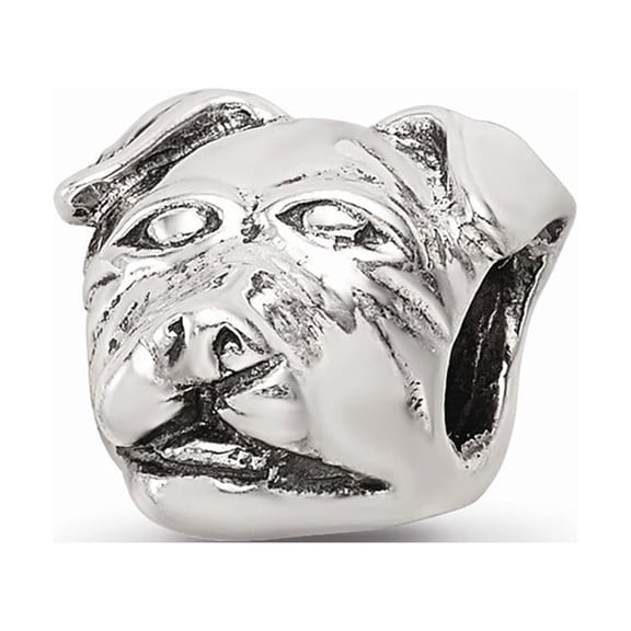 925 Sterling Silver Reflections Rottweiler Head Bead; for Adults and Teens; for Women and Men