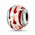 thumbnail image 1 of 925 Sterling Silver Reflections Silver/Red Italian Murano Bead; for Adults and Teens; for Women and Men, 1 of 2