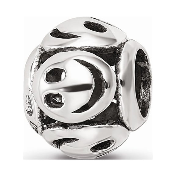 925 Sterling Silver Reflections Smiley Faces Bead; for Adults and Teens; for Women and Men