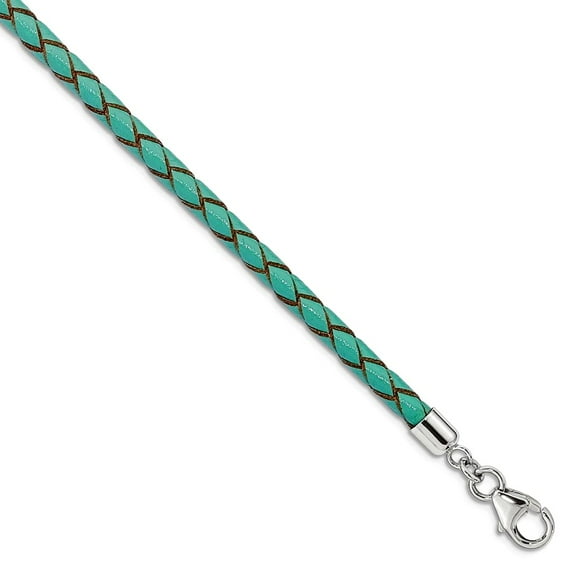 925 Sterling Silver Reflections Teal Leather With 2in Ext Choker Wrap Bracelet Wrap Bracelet for Women
