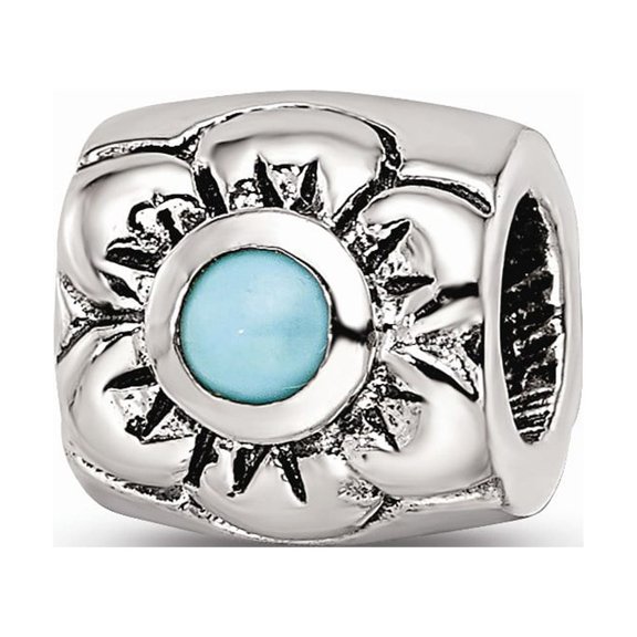 925 Sterling Silver Reflections Turquoise Bead; for Adults and Teens; for Women and Men