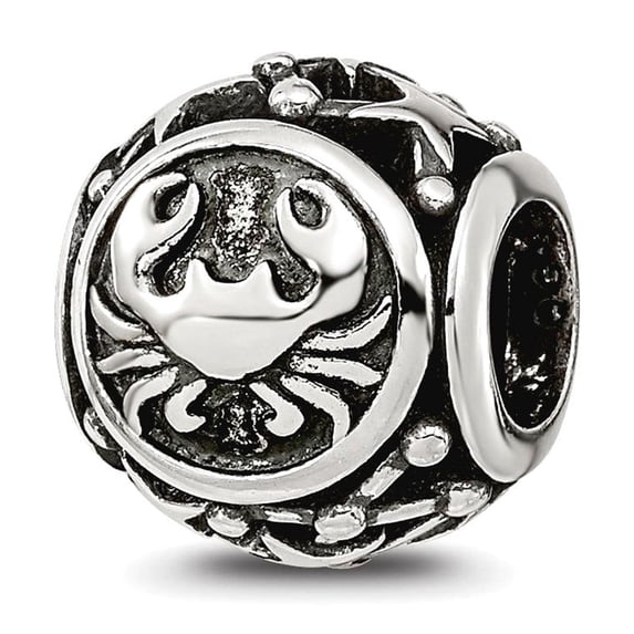 925 Sterling Silver Reflections Zodiac Cancer Bead 10.85x9.7mm Wide Charm Pendant Necklace for Women