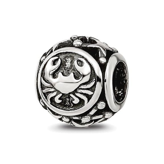 925 Sterling Silver Reflections Zodiac Cancer Bead 10.85x9.7mm Wide Charm Pendant Necklace for Women