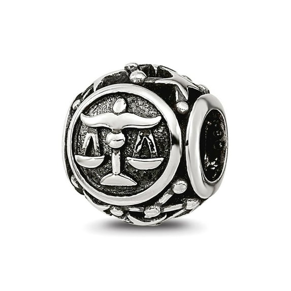 925 Sterling Silver Reflections Zodiac Libra Bead 10.6x9.9mm Wide Charm Pendant Necklace for Women