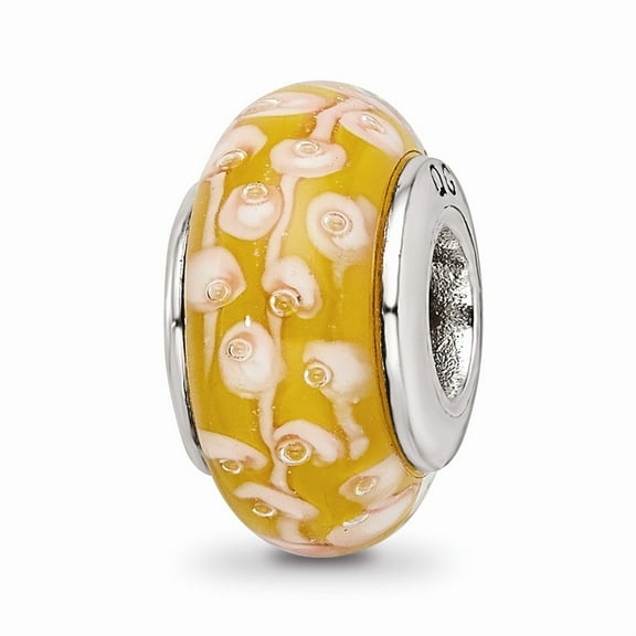 925 Sterling Silver ReflectionsYellow Hand-blown Glass Bead; for Adults and Teens; for Women and Men