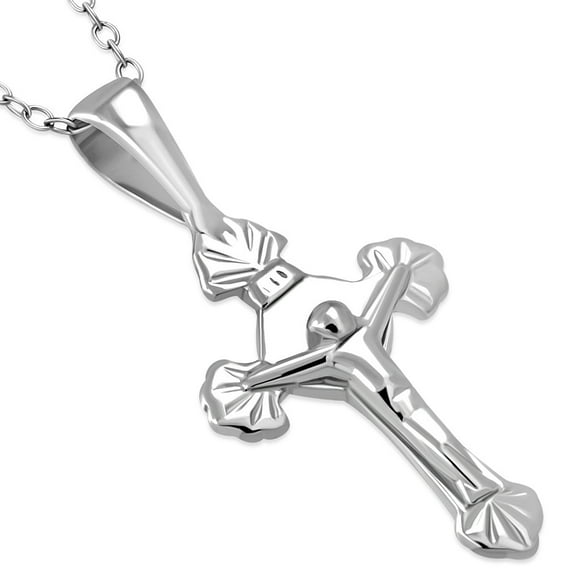 925 Sterling Silver Religious Cross Classic Crucifix Pendant Necklace, 18"