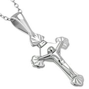 925 Sterling Silver Religious Cross Classic Crucifix Pendant Necklace, 18"