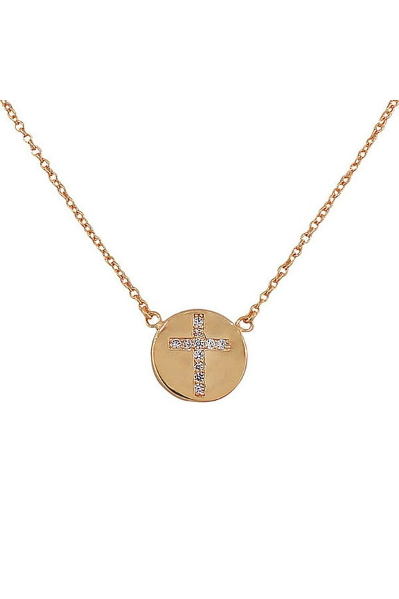 925 Sterling Silver Religious Cross White CZ Classic Pendant Necklace