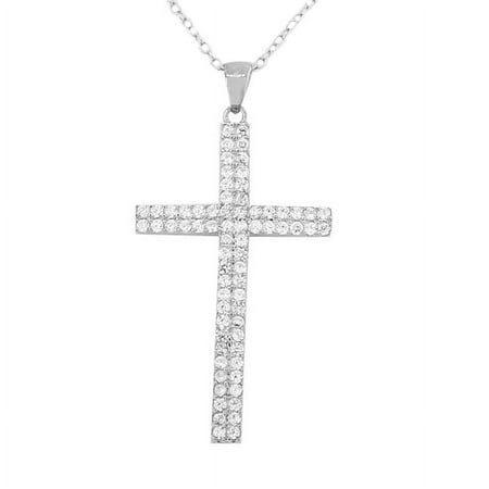 925 Sterling Silver Religious Cross White Pendant Necklace Chain