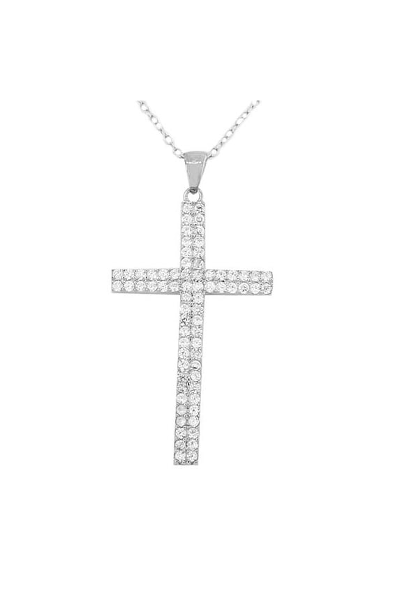 925 Sterling Silver Religious Cross White Pendant Necklace Chain