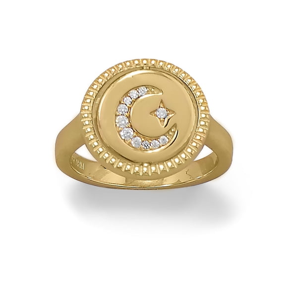 .925 Sterling Silver Reversible CZ Star and Moon Women's Ring