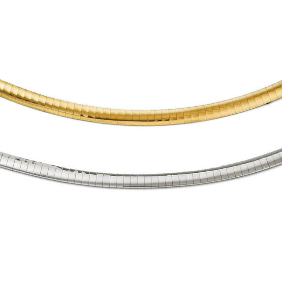 925 Sterling Silver, Reversible Silver and Gold Omega Chain 3mm Two Tone Necklace - Hypoallergenic and Tarnish Resistant - By Oliver & Navy