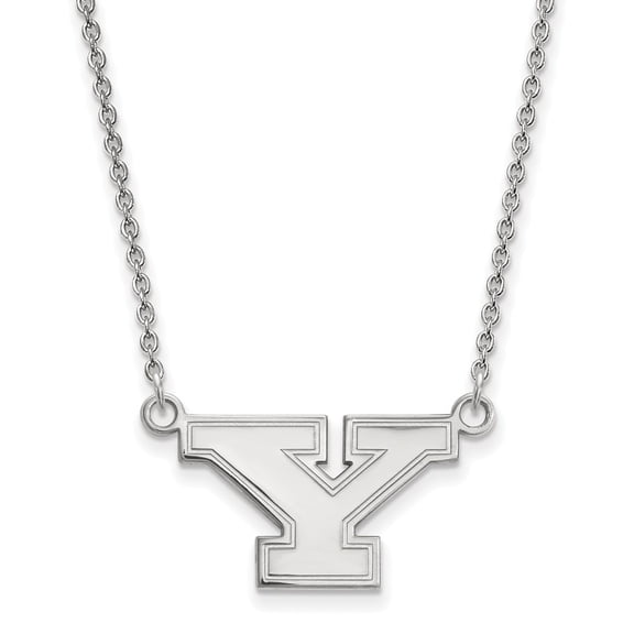 925 Sterling Silver Rh-p LogoArt Youngstown State University Small Pendant With Necklac; for Adults and Teens; for Women and Men