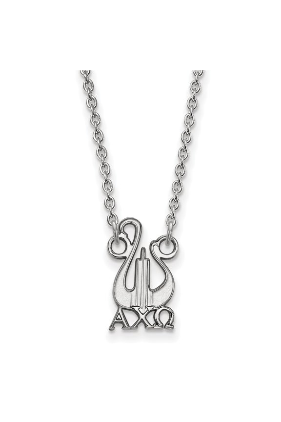 925 Sterling Silver Rh-plated LogoArt Alpha Chi Omega Small Pend With Necklace; for Adults and Teens; for Women and Men