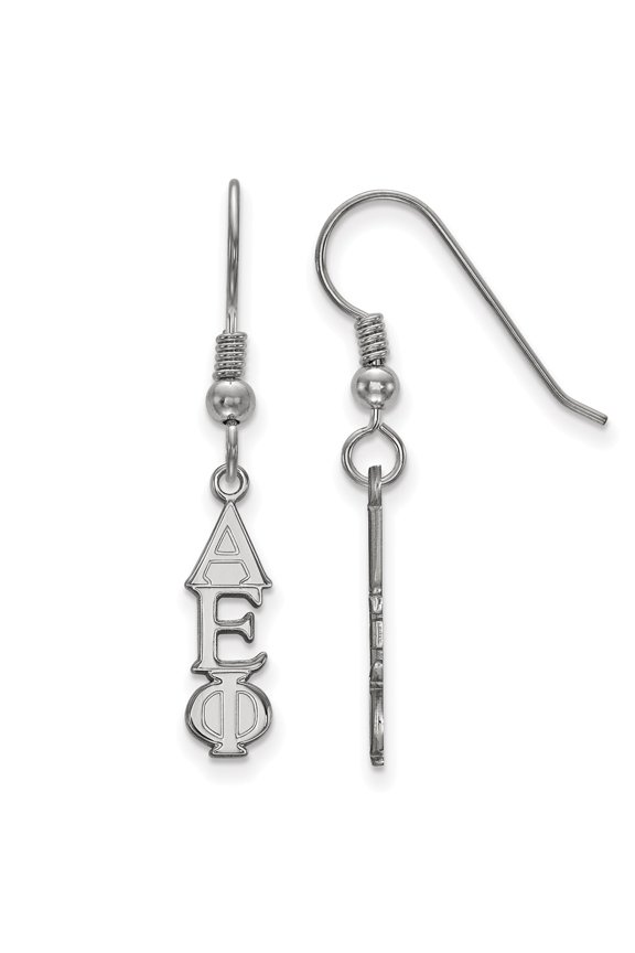 925 Sterling Silver Rh-plated LogoArt Alpha Epsilon Phi Small Dangle Earrings; for Adults and Teens; for Women and Men