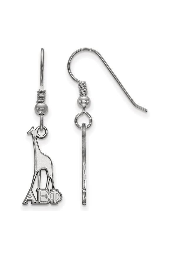 925 Sterling Silver Rh-plated LogoArt Alpha Epsilon Phi Small Dangle Earrings; for Adults and Teens; for Women and Men