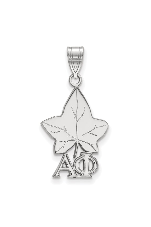 925 Sterling Silver Rh-plated LogoArt Alpha Phi Medium Pendant; for Adults and Teens; for Women and Men