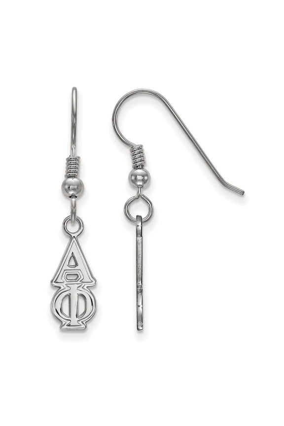 925 Sterling Silver Rh-plated LogoArt Alpha Phi Small Dangle Earrings; for Adults and Teens; for Women and Men