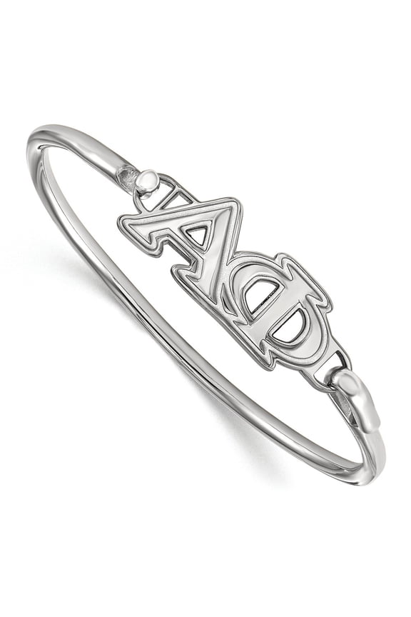 925 Sterling Silver Rh-plated LogoArt Alpha Phi Small Hook and Clasp Bangle; for Adults and Teens; for Women and Men