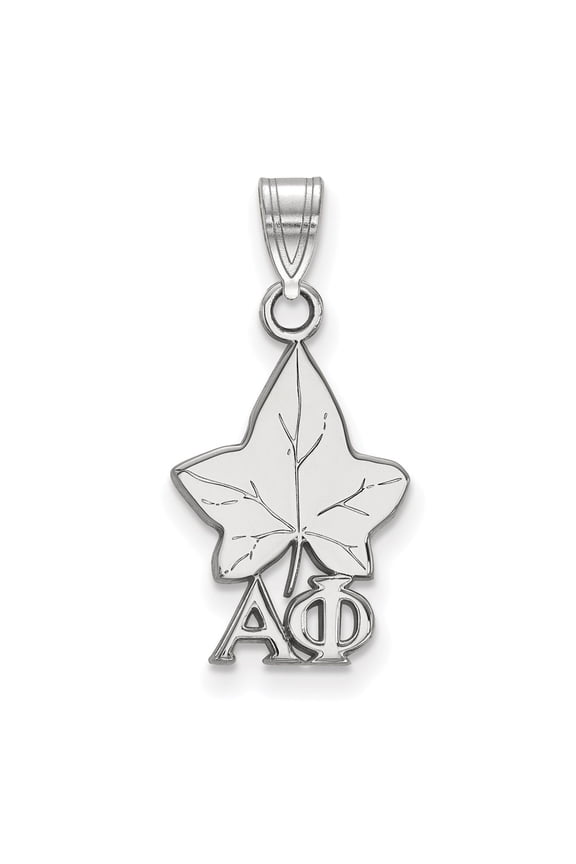 925 Sterling Silver Rh-plated LogoArt Alpha Phi Small Pendant; for Adults and Teens; for Women and Men