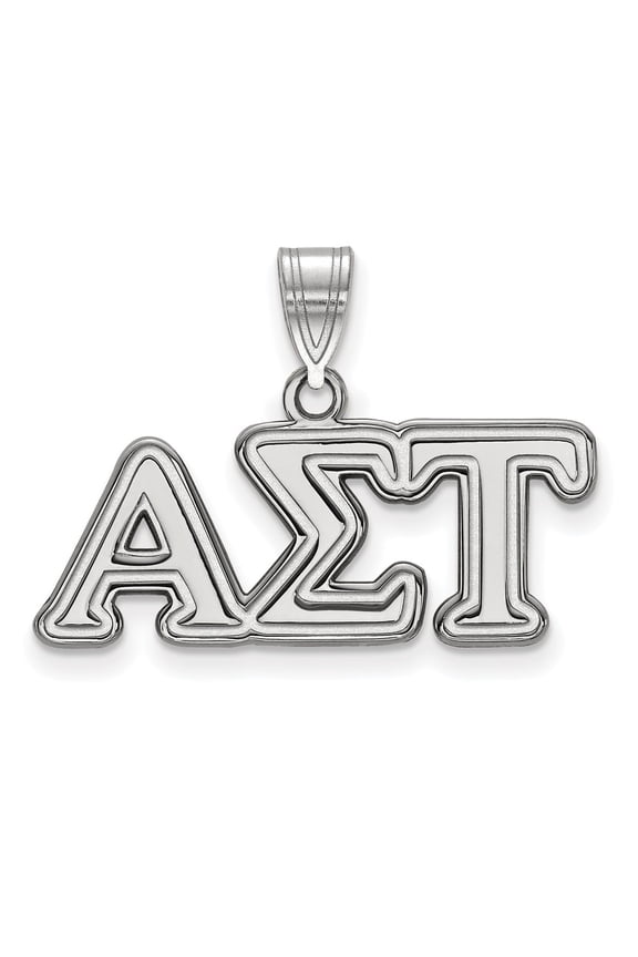 925 Sterling Silver Rh-plated LogoArt Alpha Sigma Tau Medium Pendant; for Adults and Teens; for Women and Men