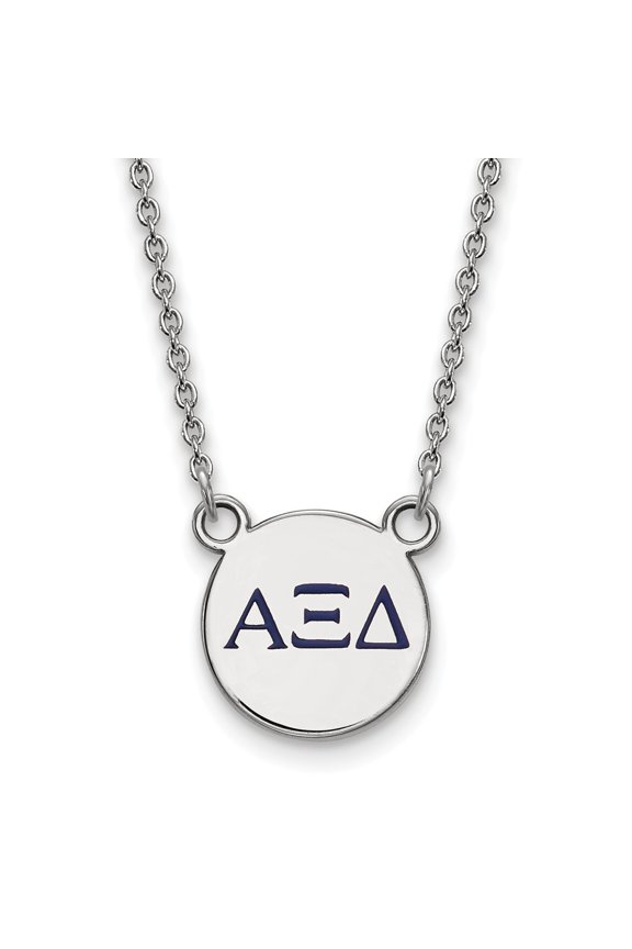 925 Sterling Silver Rh-plated LogoArt Alpha Xi Delta XS Enl Pend With Necklace; for Adults and Teens; for Women and Men