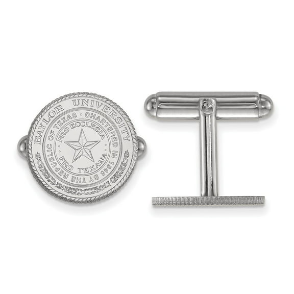 925 Sterling Silver Rh-plated LogoArt Baylor University Crest Cuff Link; for Adults and Teens; for Women and Men