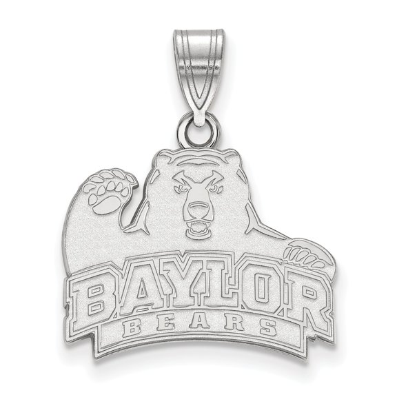 925 Sterling Silver Rh-plated LogoArt Baylor University Medium Pendant; for Adults and Teens; for Women and Men