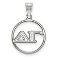 thumbnail image 1 of 925 Sterling Silver Rh-plated LogoArt Delta Gamma Medium Circle Pendant; for Adults and Teens; for Women and Men, 1 of 2