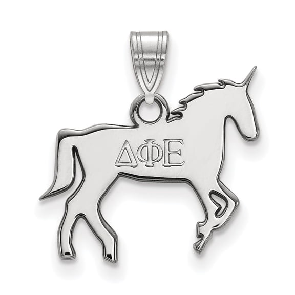 925 Sterling Silver Rh-plated LogoArt Delta Phi Epsilon Medium Pendant; for Adults and Teens; for Women and Men
