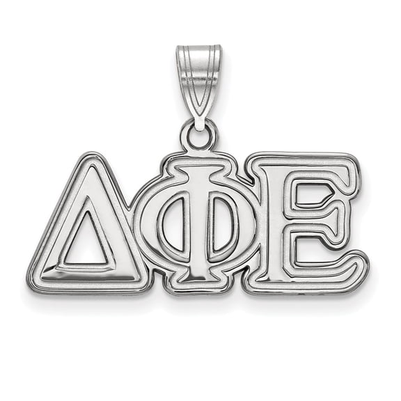 925 Sterling Silver Rh-plated LogoArt Delta Phi Epsilon Medium Pendant; for Adults and Teens; for Women and Men